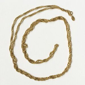 Vintage Vendome Gold Tone Twisted Rope Diamond Cut Chain Necklace